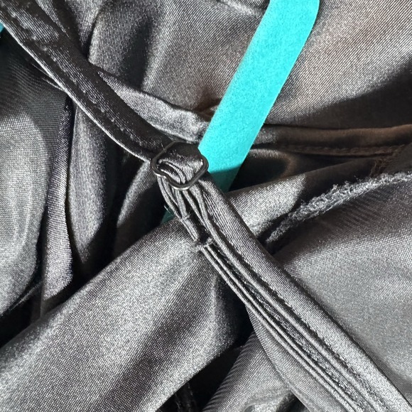 Vtg Bebe Black Satin Slip Dress XL Midi Cowl 90s Y2K Whimsygoth Sexy Feminine - Picture 10 of 11